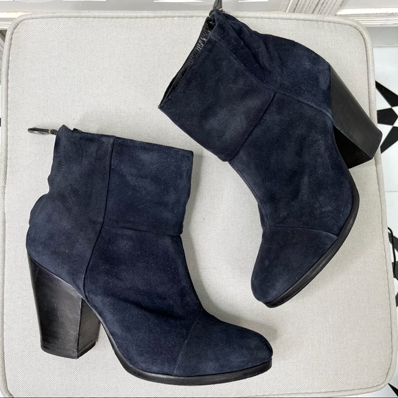 rag & bone Shoes - Rag & Bone Navy Suede Leather Ankle Boots